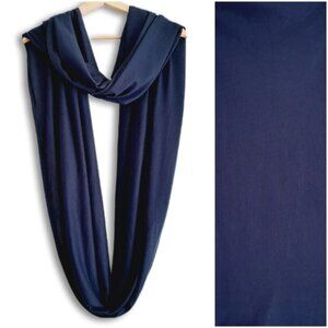 KISMET Long Infinity Scarf Lightweight Fabric Solid Navy Blue Minimalist
